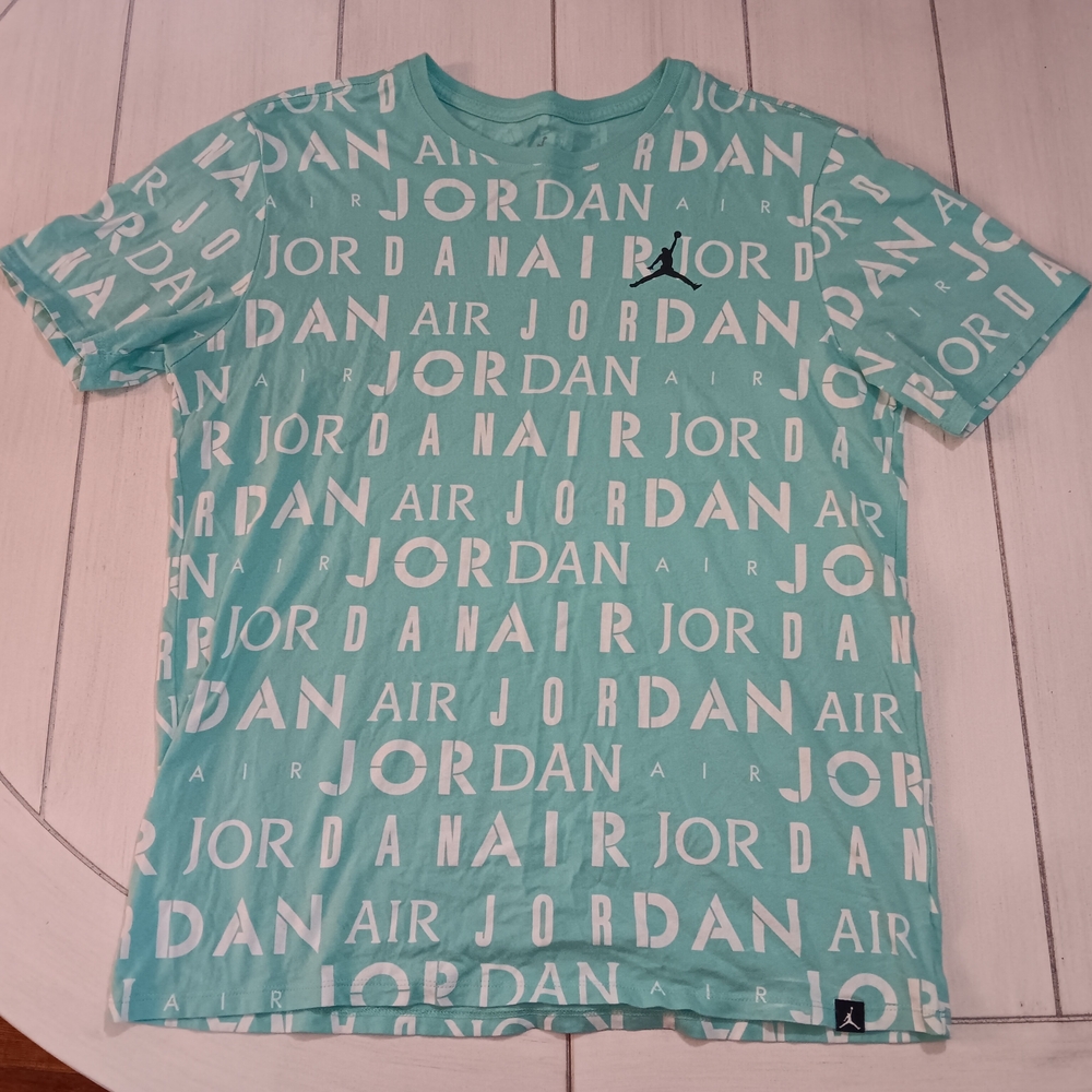 Men's Large Jordan Aqua All-Over Print T-Shirt